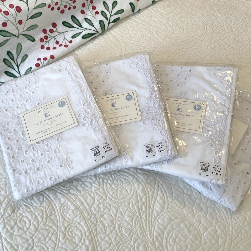 Pottery Barn Kids Eyelet Border Sheer Curtain